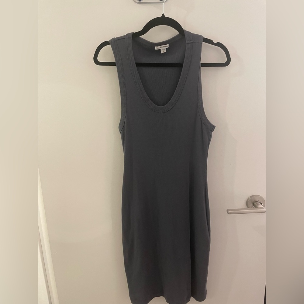 James Perse Charcoal Ribbed Dress